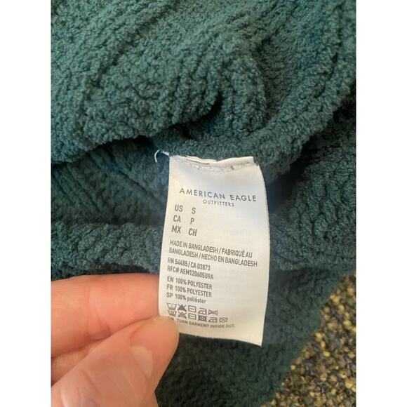 Cropped American Eagle Sweater green small S polyester long-sleeve - Picture 3 of 7